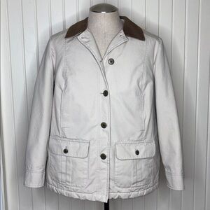 Women's Cream Jacket with Brown Collar